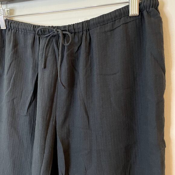 J.Crew Airy Gauze Beach Pant Elastic Waist Vacation Holiday Trip CI258 Black Med - Picture 2 of 13